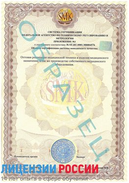 Образец сертификата соответствия (приложение) Саров Сертификат ISO 13485